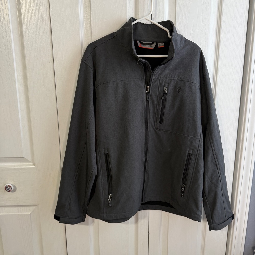 Free Country charcoal heather soft shell full zip jacket size large